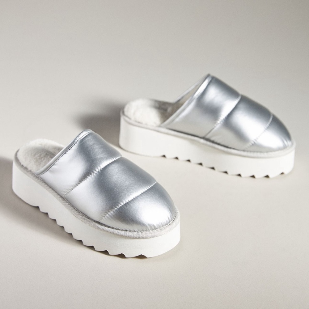 Maeve silver shoe/slipper from Anthropologie